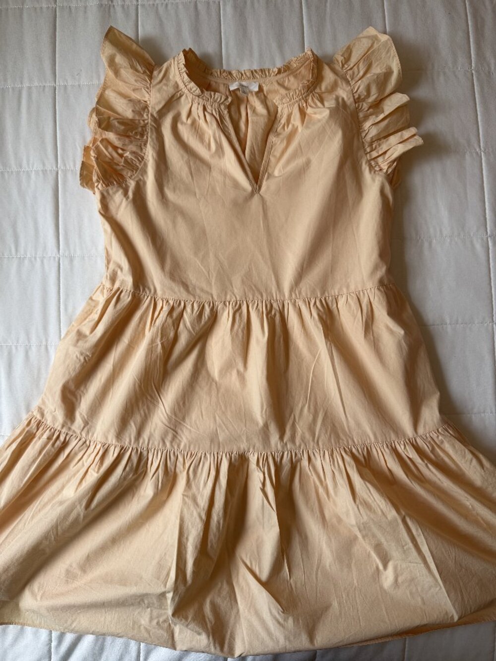 A Love's A Tiered Ruffle Sleeve Dress Peach Apricot Small